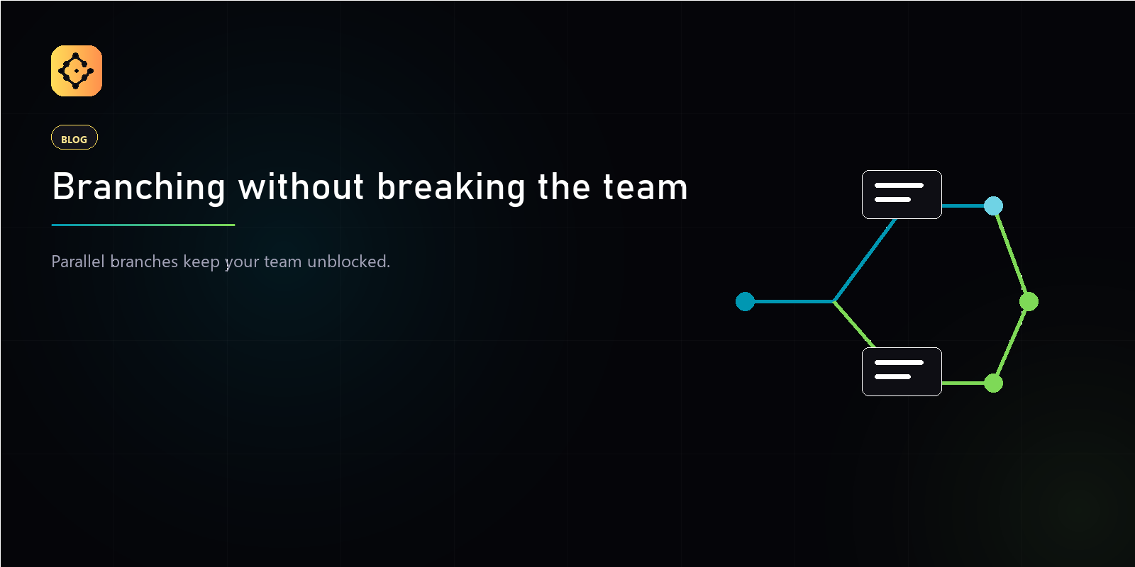 Branching paths illustrating design-doc experiments running alongside the canonical document